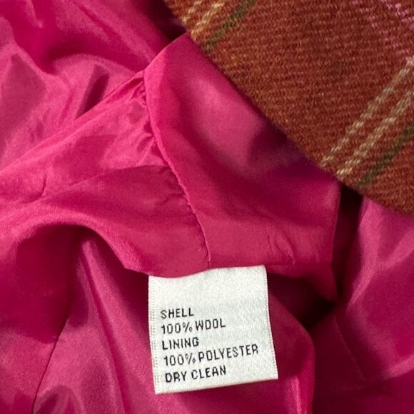 Talbots Plaid Wool Blazer Jacket Rust Burnt Orange Peplum Women's Size 10 - Picture 12 of 13